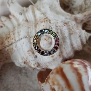 🌈 Rainbow of colors! silver necklace